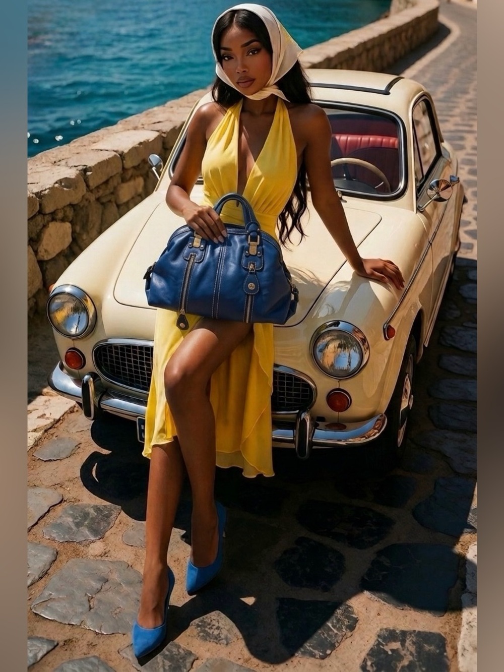 #oldmoney Vintage Blue Shoulder Bag with Gold Hardware